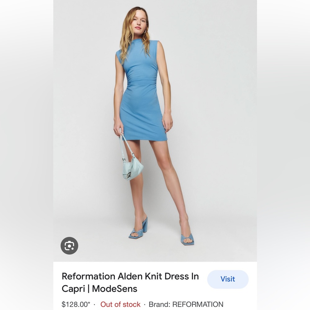 Reformation: Alden Knit Dress. Size: Medium. Color: Capri.